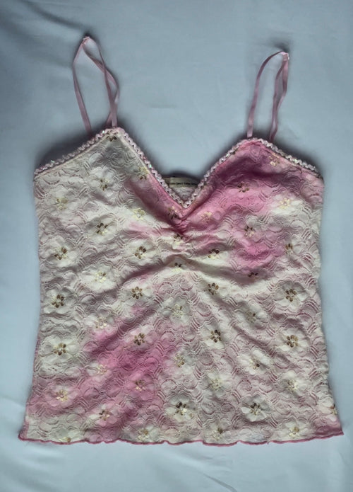 00s lace pink white cami, size M